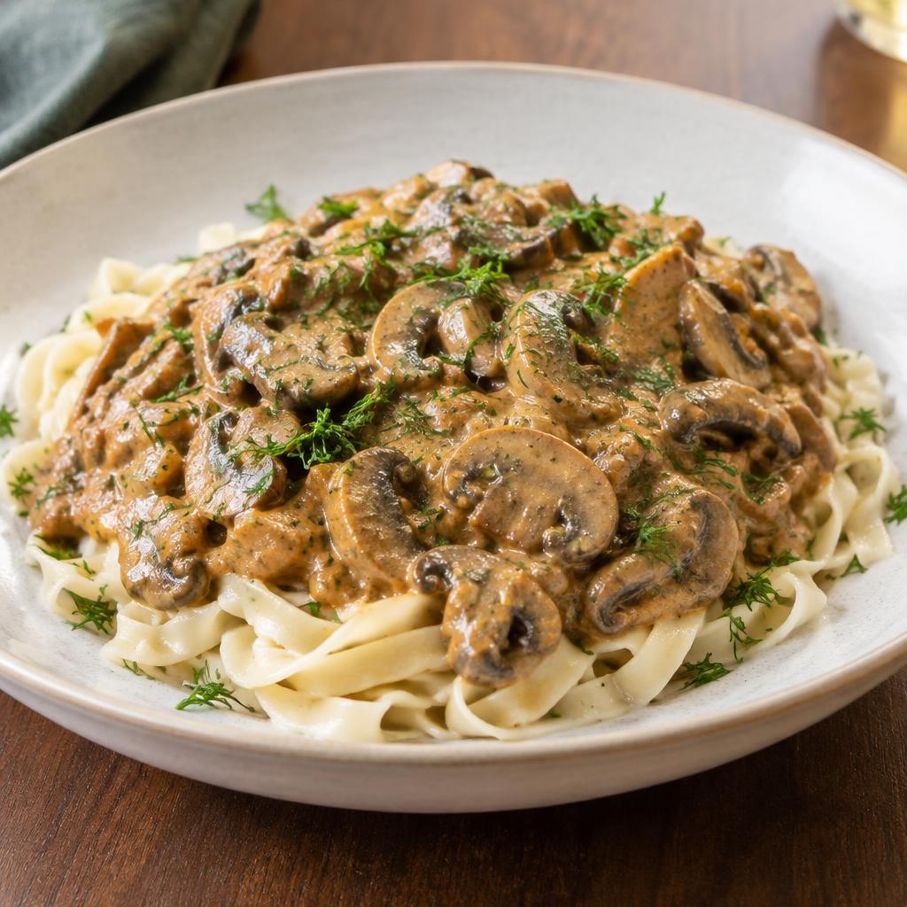 Entree: Russia – Грибный строганов ➤ Gribnyy stroganov (Mushroom Stroganoff) recipe