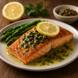 Entree: France – Pan-Seared Salmon with Lemon-Caper Butter recipe