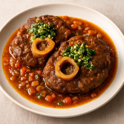 Entree: Italy – Lombardy – Ossobuco alla Milanese (Braised veal shanks (Milanese style) with gremolata) recipe
