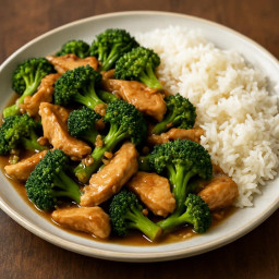 Entree: China – Cantonese – 蒜香鸡胸炒西兰花 ➤ Suàn xiāng jī xiōng chǎo xī lán huā (Garlic-scented sliced chicken breast stir-fried with broccoli, served with jasmine rice) recipe