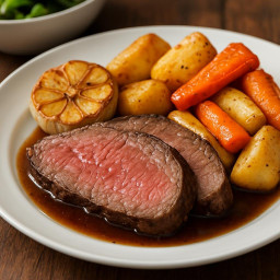 Entree: United Kingdom – England – English Roast Sirloin Tip with Garlic and Root Vegetables recipe