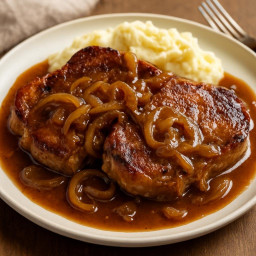 Entree: United States – Southern United States – Country-Style Pork Shoulder Chops with Onion Gravy recipe