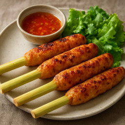Appetizer: Vietnam – Central Vietnam – Chạo tôm (Grilled shrimp paste on sugarcane) recipe
