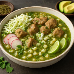 Entree: Mexico – Guerrero – Pozole verde (green hominy and pork stew) recipe